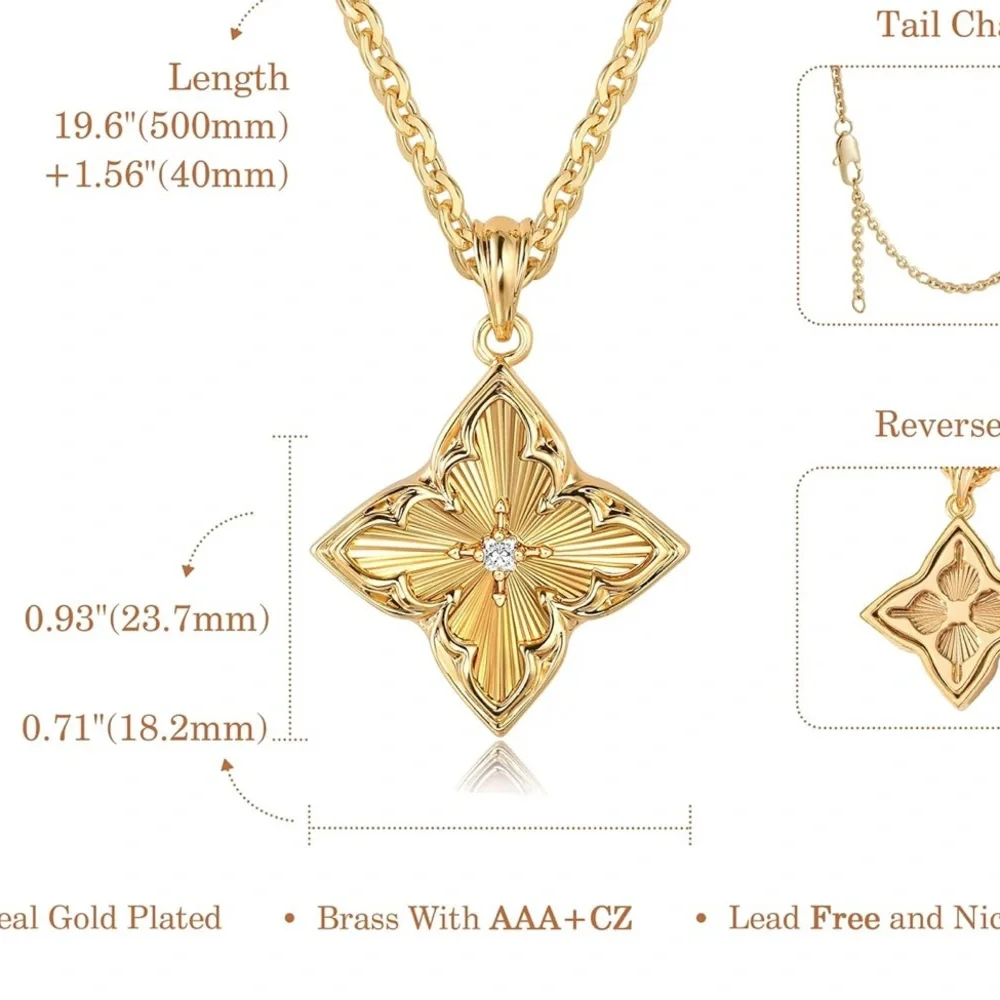 Gold Cz Clover Necklace - Picture 5 of 6